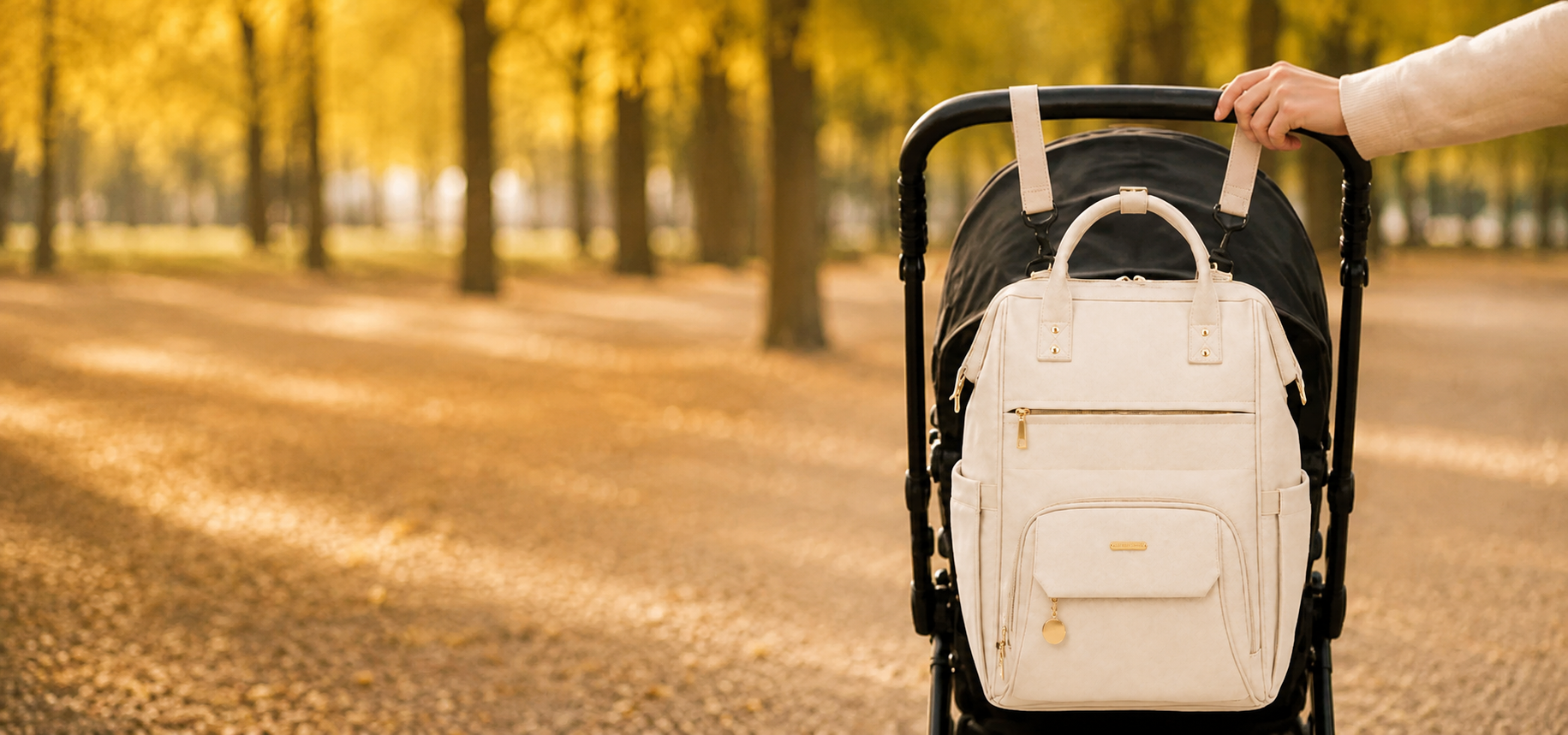 Sac à langer NEVA Paris beige accessoire maternité pour poussette