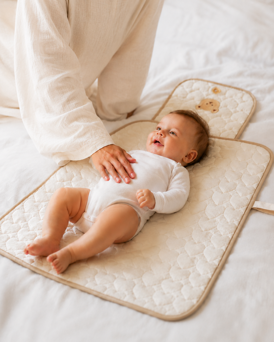 Matelas à langer nomade Teddy NEVA Paris coton matelassé pliable change bébé confort