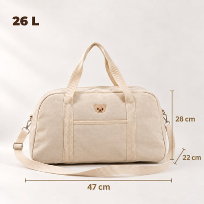 Dimensions du sac à langer week-end NEVA Teddy : 47 × 28 × 22 cm, contenance 26 litres